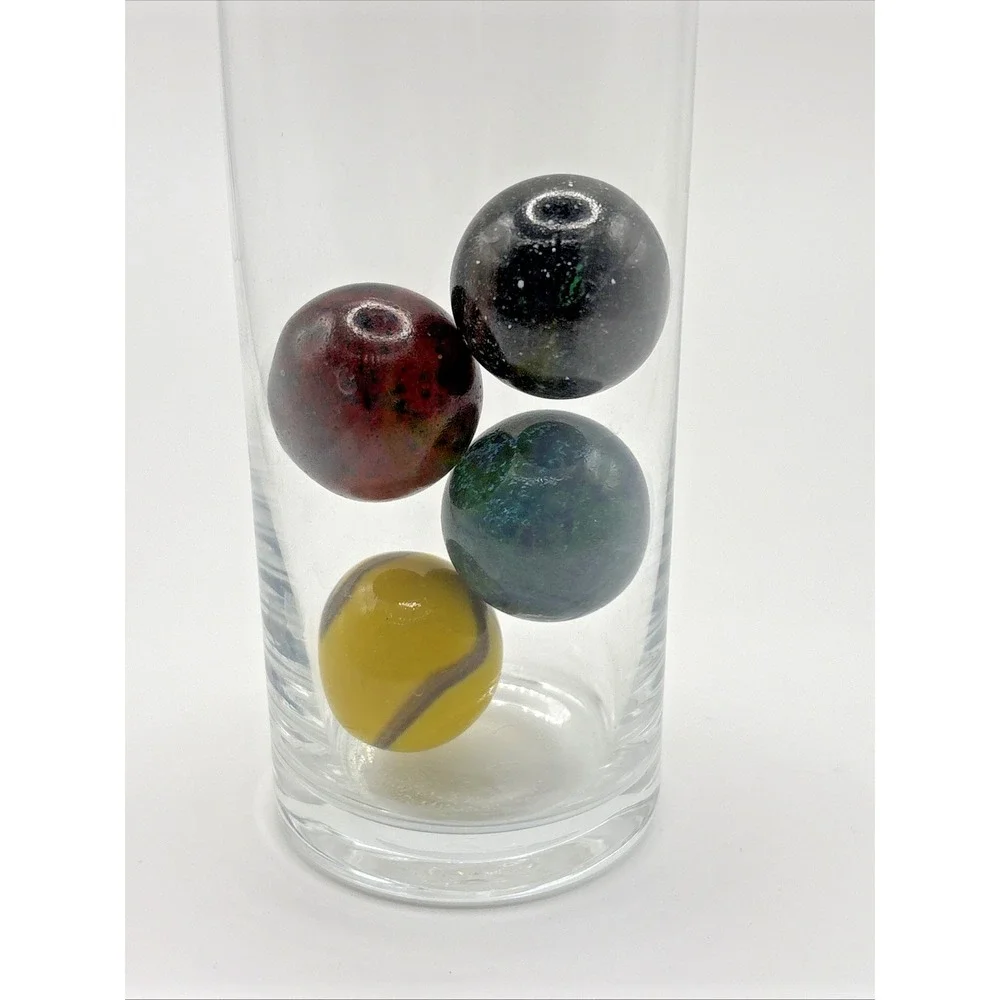 4‎ Vintage Swirl Shooter Marbles Bumblebee Red Blue 1
